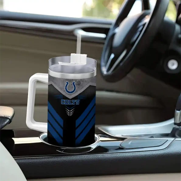 custom indianapolis colts arrow armor blue black curved tumbler trendy.webp