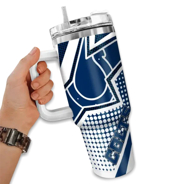 custom indianapolis colts arrow burst blue curved tumbler fashion forward.webp