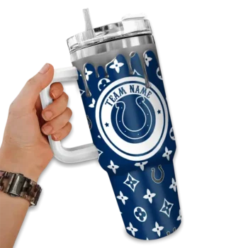 custom indianapolis colts bullseye drips blue curved tumbler fashion forward.webp