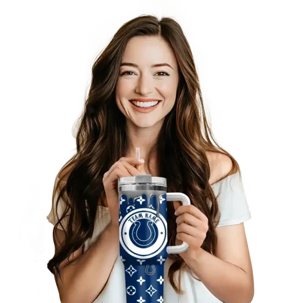 custom indianapolis colts bullseye drips blue curved tumbler premium grade.webp