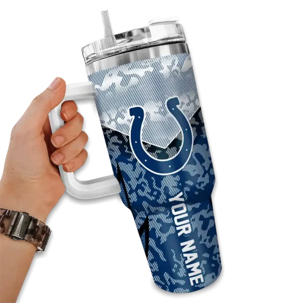 custom indianapolis colts chevron stripe blue curved tumbler fashion forward.webp