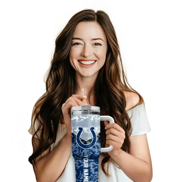 custom indianapolis colts chevron stripe blue curved tumbler premium grade.webp