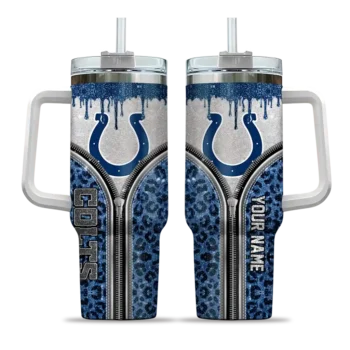 custom indianapolis colts leopard zipper blue curved tumbler best selling.webp