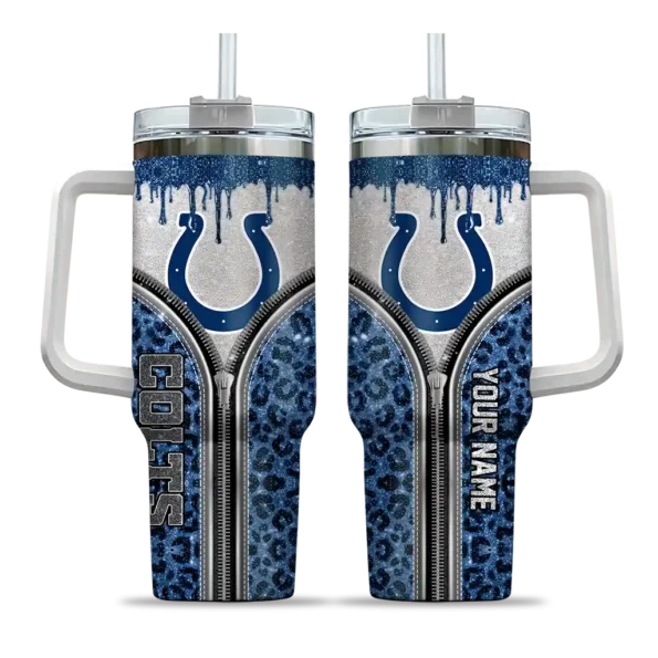 custom indianapolis colts leopard zipper blue curved tumbler best selling.webp