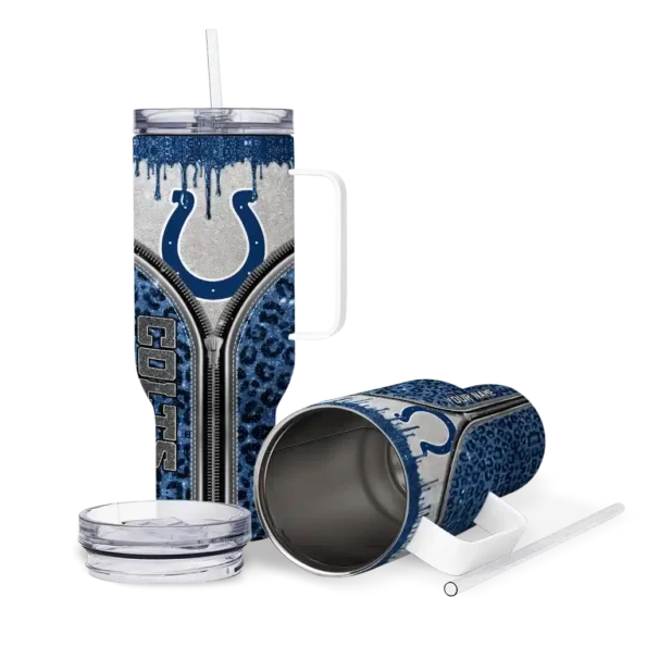 custom indianapolis colts leopard zipper blue curved tumbler high quality.webp