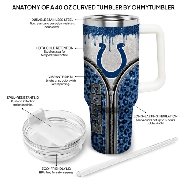 custom indianapolis colts leopard zipper blue curved tumbler new arrival.webp
