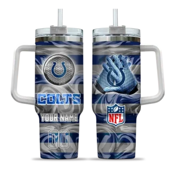 custom indianapolis colts marbled stripes blue curved tumbler best selling.webp