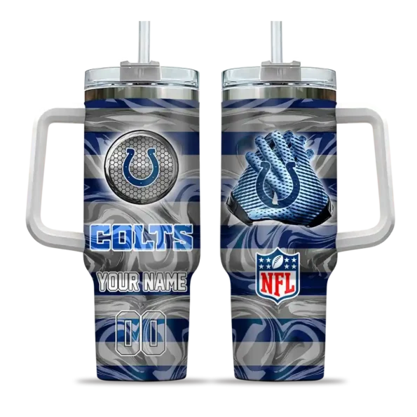 custom indianapolis colts marbled stripes blue curved tumbler best selling.webp