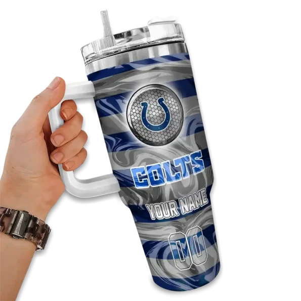 custom indianapolis colts marbled stripes blue curved tumbler fashion forward.webp