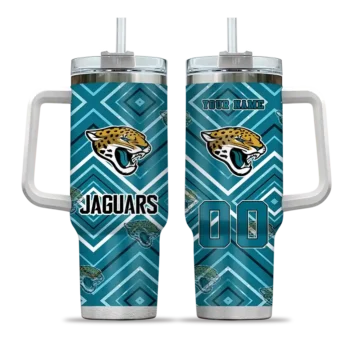 custom jacksonville jaguars bold diamonds teal curved tumbler best selling.webp