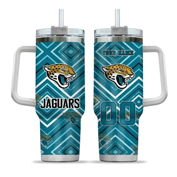 custom jacksonville jaguars bold diamonds teal curved tumbler best selling.webp