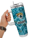 custom jacksonville jaguars bold diamonds teal curved tumbler best selling.webp