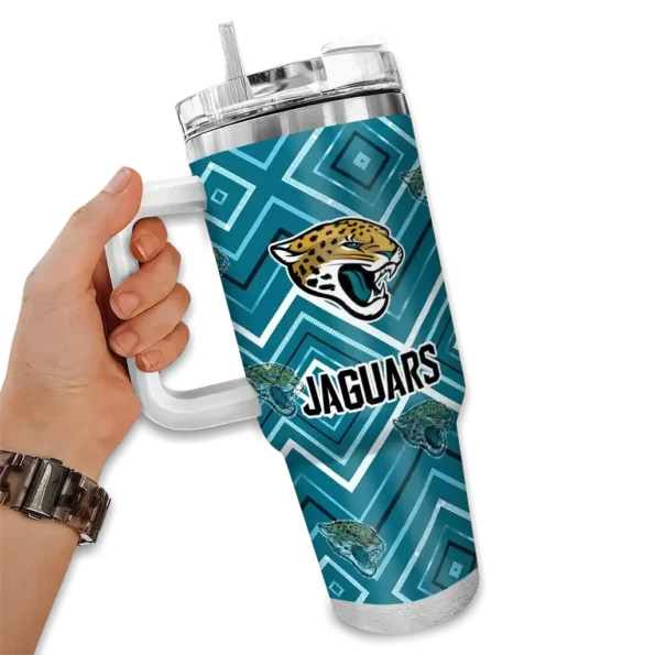 custom jacksonville jaguars bold diamonds teal curved tumbler fashion forward.webp