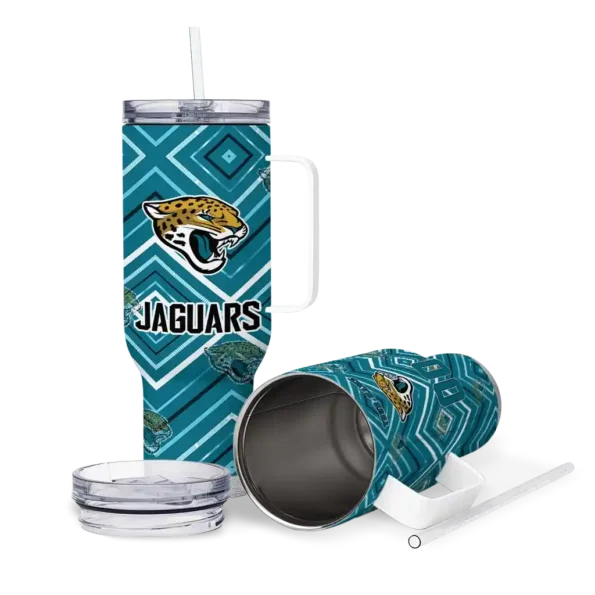 custom jacksonville jaguars bold diamonds teal curved tumbler high quality.webp