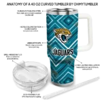 custom jacksonville jaguars bold diamonds teal curved tumbler best selling.webp