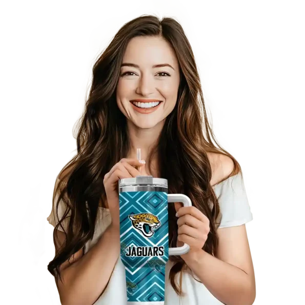 custom jacksonville jaguars bold diamonds teal curved tumbler premium grade.webp