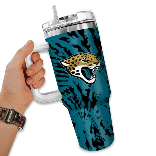 custom jacksonville jaguars burst swirl teal curved tumbler fashion forward.webp
