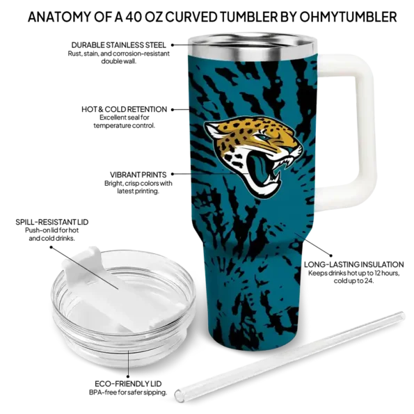 custom jacksonville jaguars burst swirl teal curved tumbler new arrival.webp