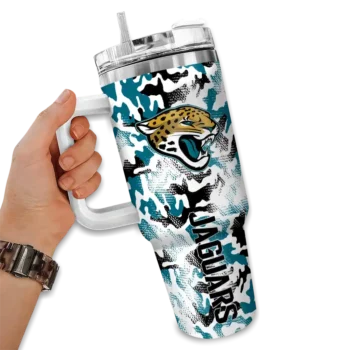 custom jacksonville jaguars camo mashup teal white curved tumbler fashion forward.webp