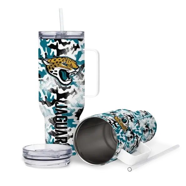 custom jacksonville jaguars camo mashup teal white curved tumbler high quality.webp