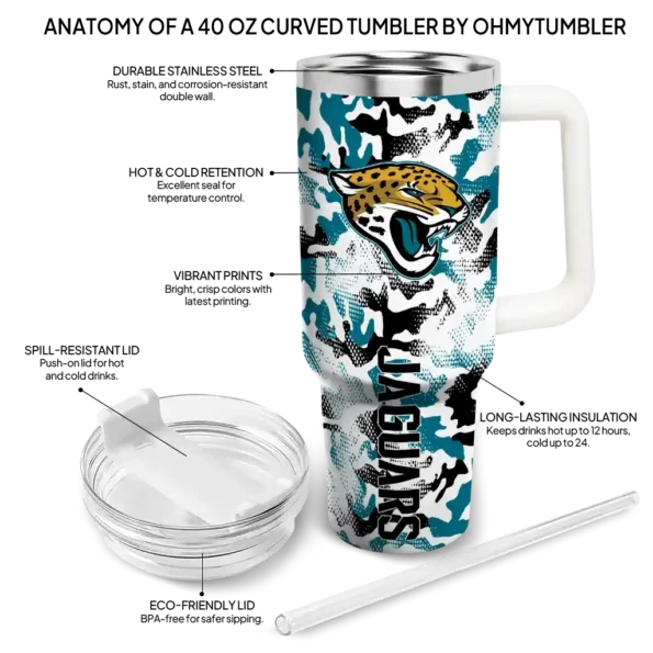 custom jacksonville jaguars camo mashup teal white curved tumbler new arrival.webp