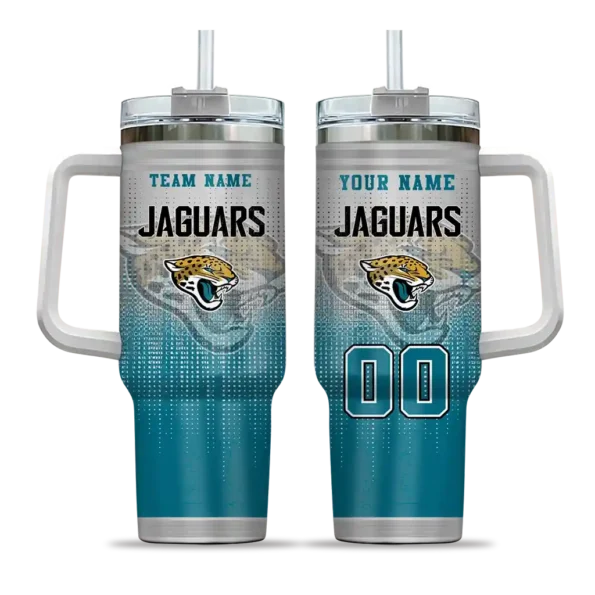 custom jacksonville jaguars gradient dots teal curved tumbler best selling.webp