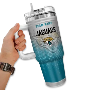 custom jacksonville jaguars gradient dots teal curved tumbler fashion forward.webp