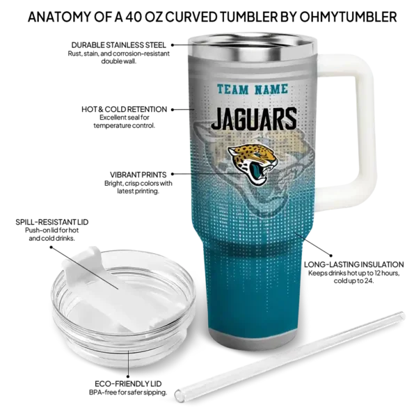 custom jacksonville jaguars gradient dots teal curved tumbler new arrival.webp