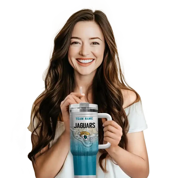 custom jacksonville jaguars gradient dots teal curved tumbler premium grade.webp