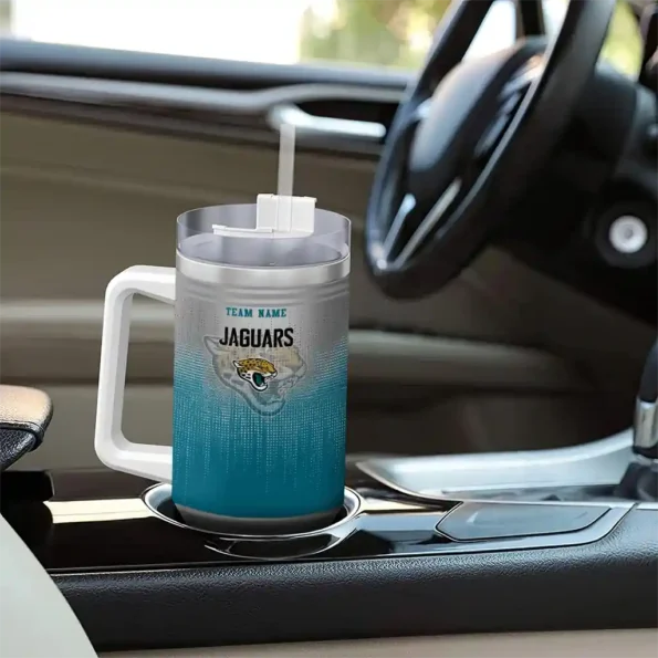 custom jacksonville jaguars gradient dots teal curved tumbler trendy.webp
