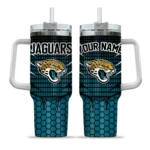 custom jacksonville jaguars hex texture teal curved tumbler best selling.webp