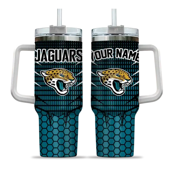 custom jacksonville jaguars hex texture teal curved tumbler best selling.webp