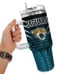 custom jacksonville jaguars hex texture teal curved tumbler best selling.webp