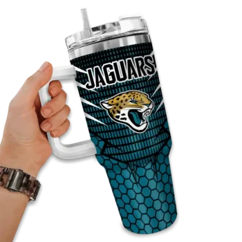 custom jacksonville jaguars hex texture teal curved tumbler fashion forward.webp