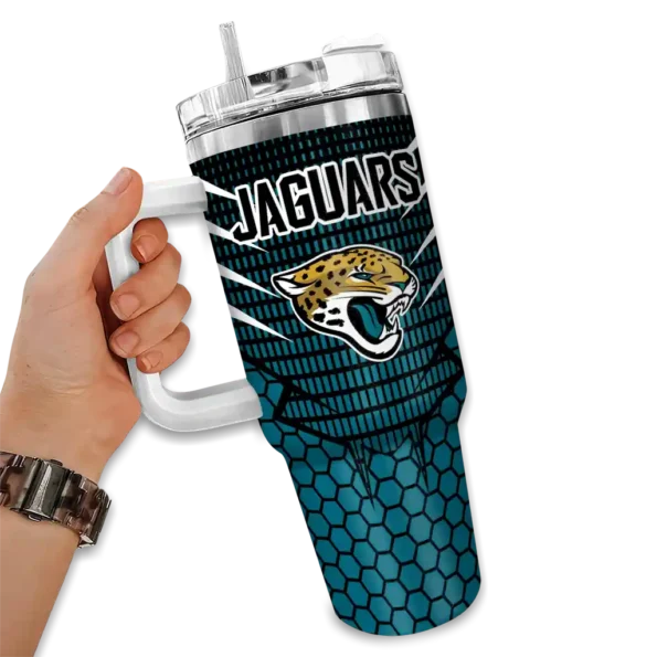 custom jacksonville jaguars hex texture teal curved tumbler fashion forward.webp