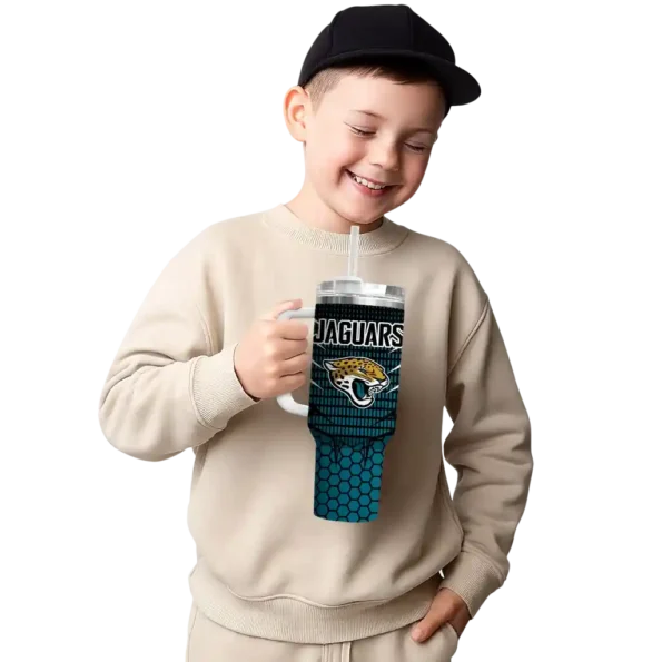 custom jacksonville jaguars hex texture teal curved tumbler latest model.webp
