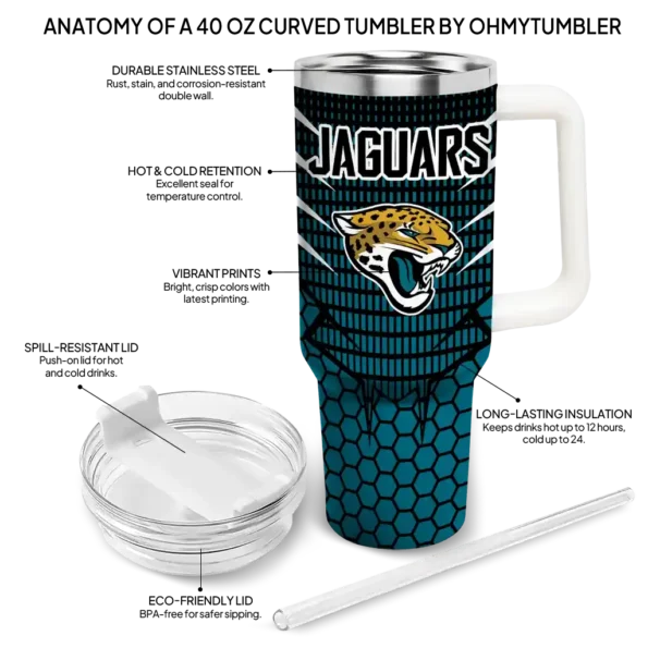 custom jacksonville jaguars hex texture teal curved tumbler new arrival.webp