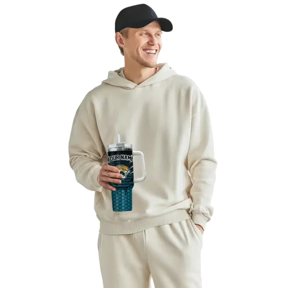 custom jacksonville jaguars hex texture teal curved tumbler top rated.webp