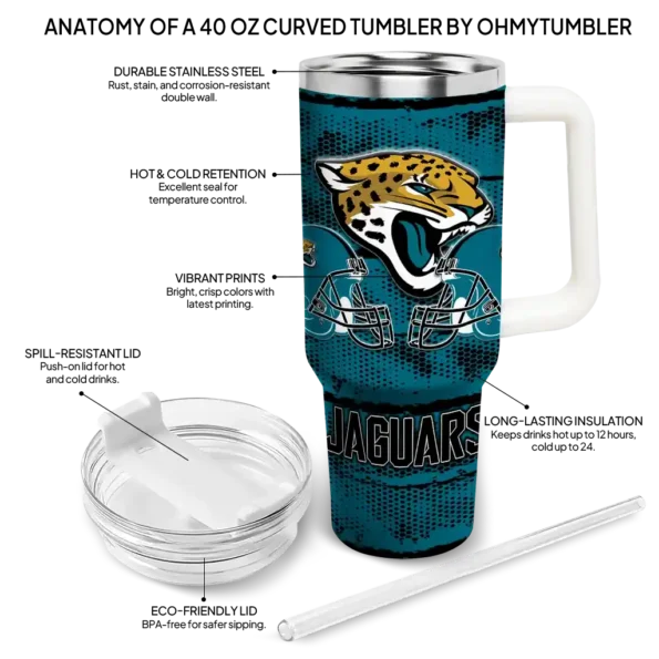custom jacksonville jaguars honey streaks teal curved tumbler new arrival.webp