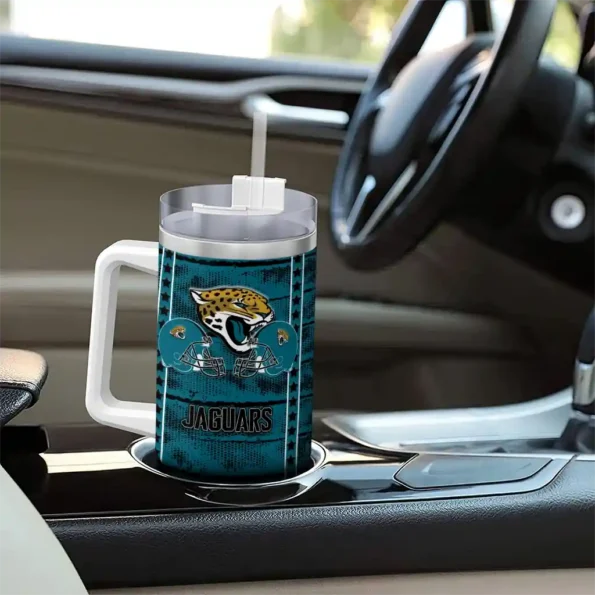 custom jacksonville jaguars honey streaks teal curved tumbler trendy.webp
