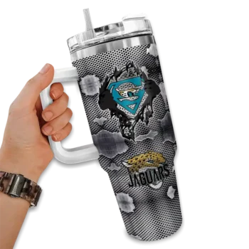 custom jacksonville jaguars superman shield teal gray curved tumbler fashion forward.webp