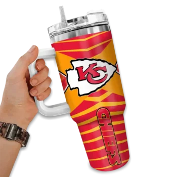 custom kansas city chiefs chevron layers red curved tumbler fashion forward.webp