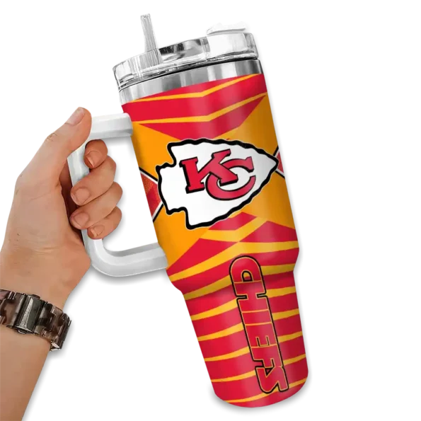 custom kansas city chiefs chevron layers red curved tumbler fashion forward.webp