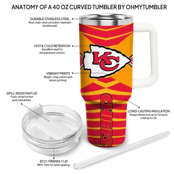 custom kansas city chiefs chevron layers red curved tumbler new arrival.webp