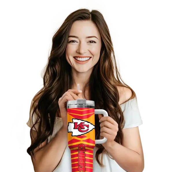 custom kansas city chiefs chevron layers red curved tumbler premium grade.webp