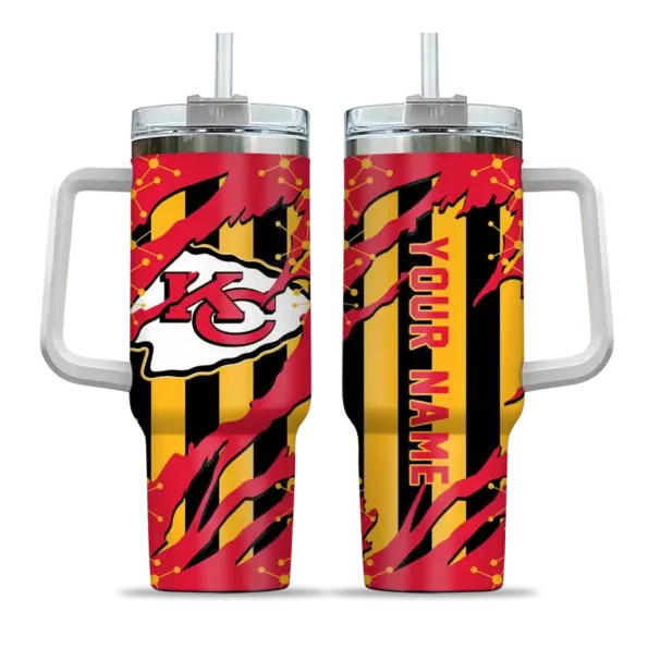 custom kansas city chiefs claw cut red black curved tumbler best selling.webp