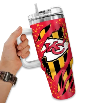 custom kansas city chiefs claw cut red black curved tumbler fashion forward.webp