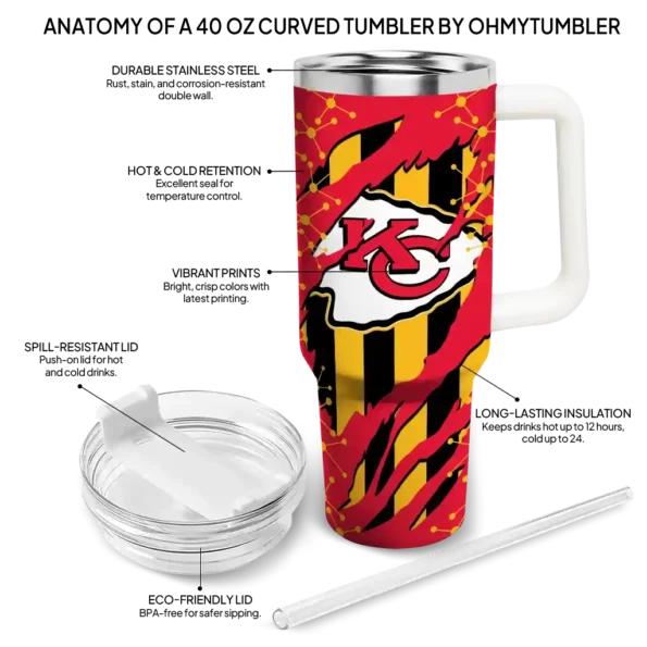 custom kansas city chiefs claw cut red black curved tumbler new arrival.webp
