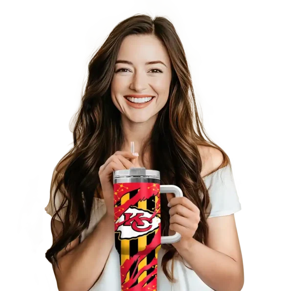 custom kansas city chiefs claw cut red black curved tumbler premium grade.webp