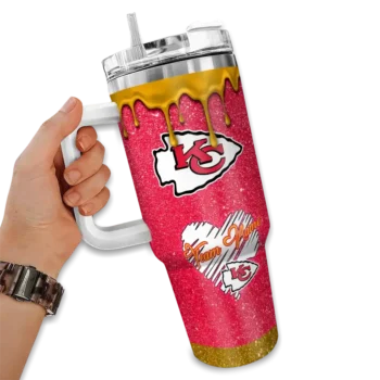 custom kansas city chiefs heart helmet motif red curved tumbler fashion forward.webp